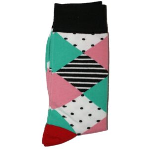 Trekantmønstret sokk Rosa og Grønn
